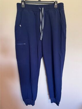 Figs Women's Navy Jogger Scrub Pants with Gray Drawstring